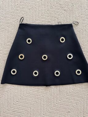 Zara Black Mini Skirt with Gold Ring Embellishments